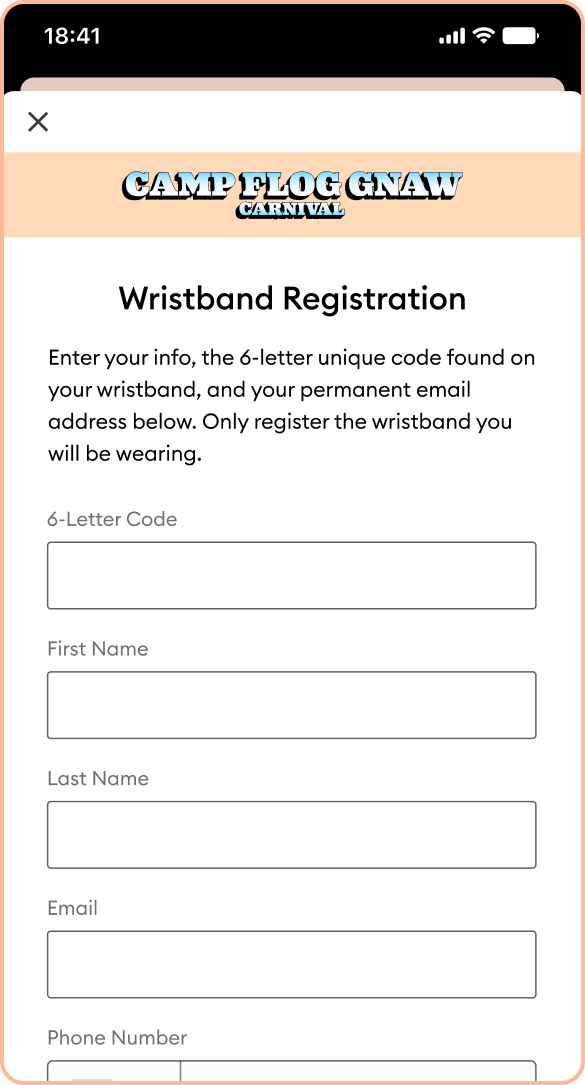 Festival App Register Completion