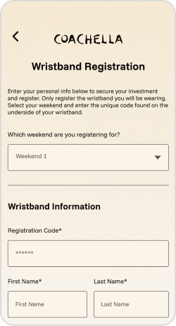 Festival App Register Page