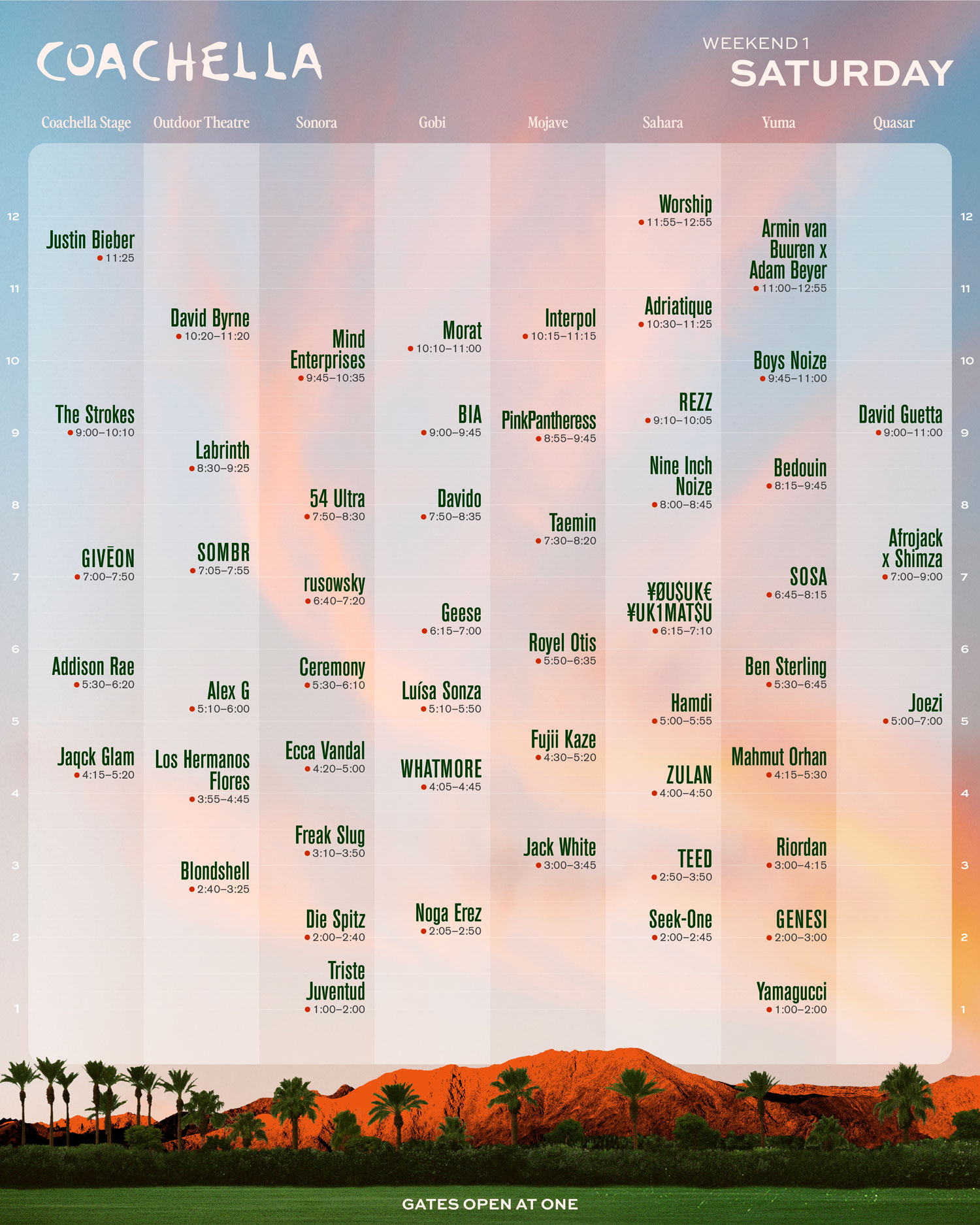Weekend 1 Saturday Schedule