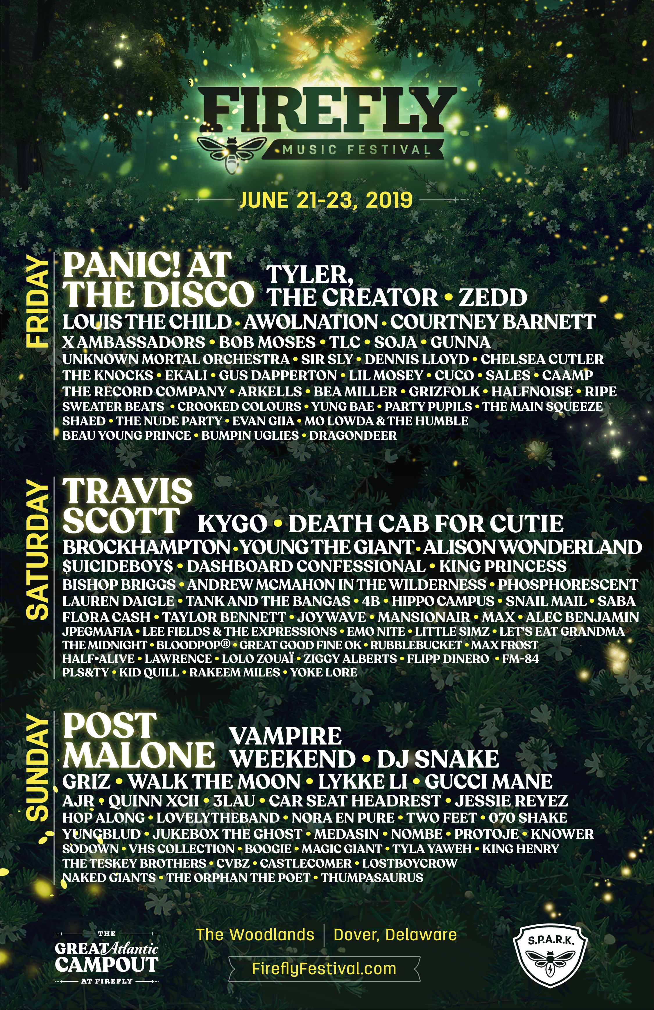 Firefly 2019's lineup led by Panic! At The Disco, Travis Scott, Post