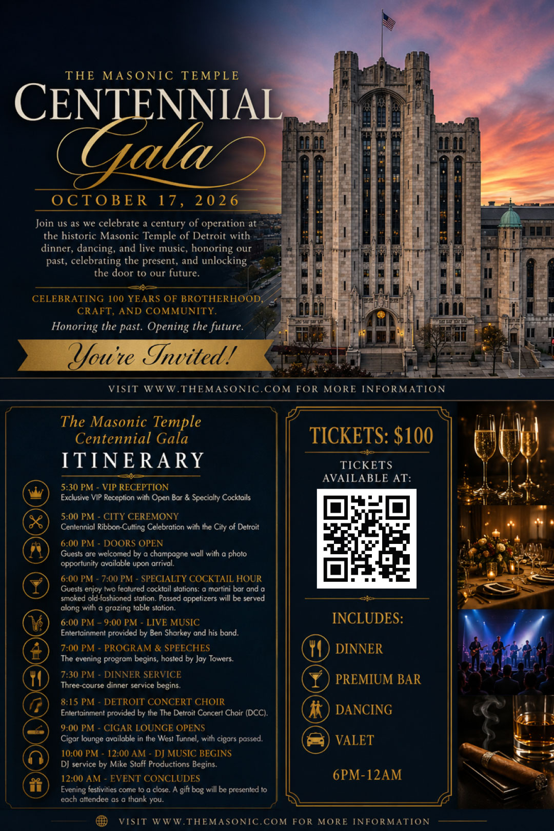 Masonic Temple Centennial Gala Poster