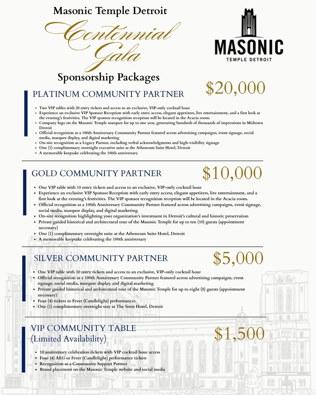 Gala Sponsorship Packages