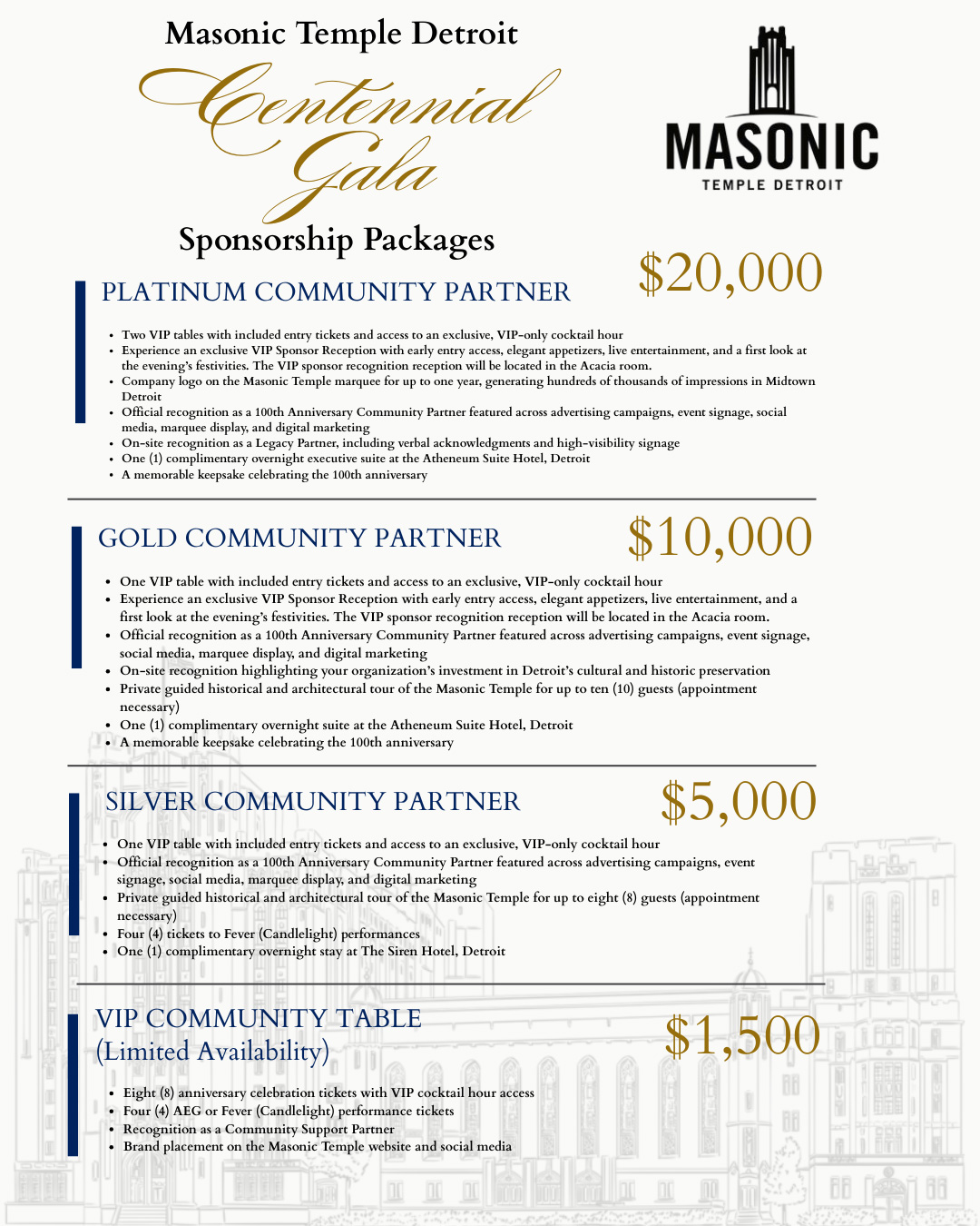 Gala Sponsorship Packages