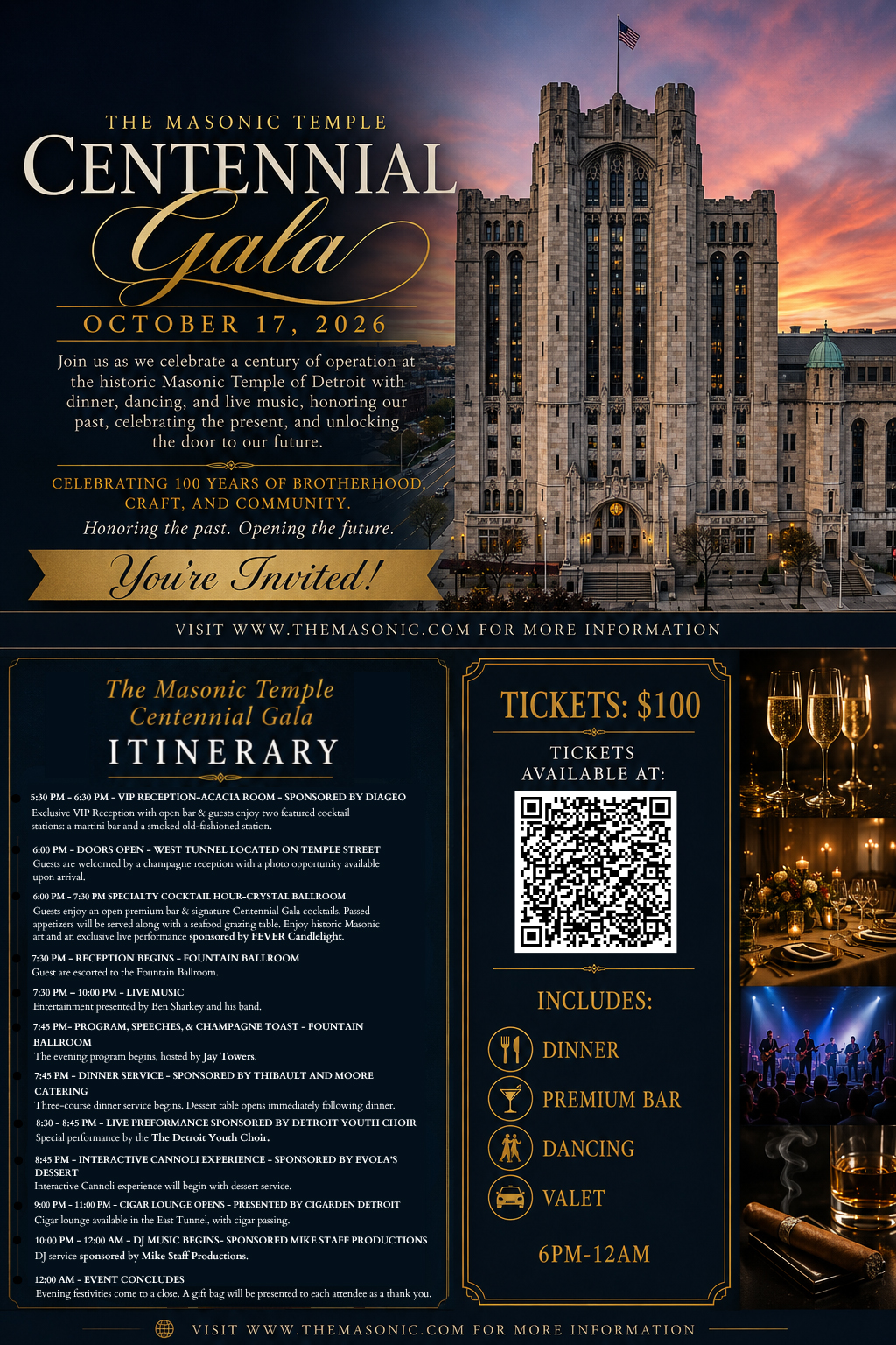 Masonic Temple Centennial Gala Poster