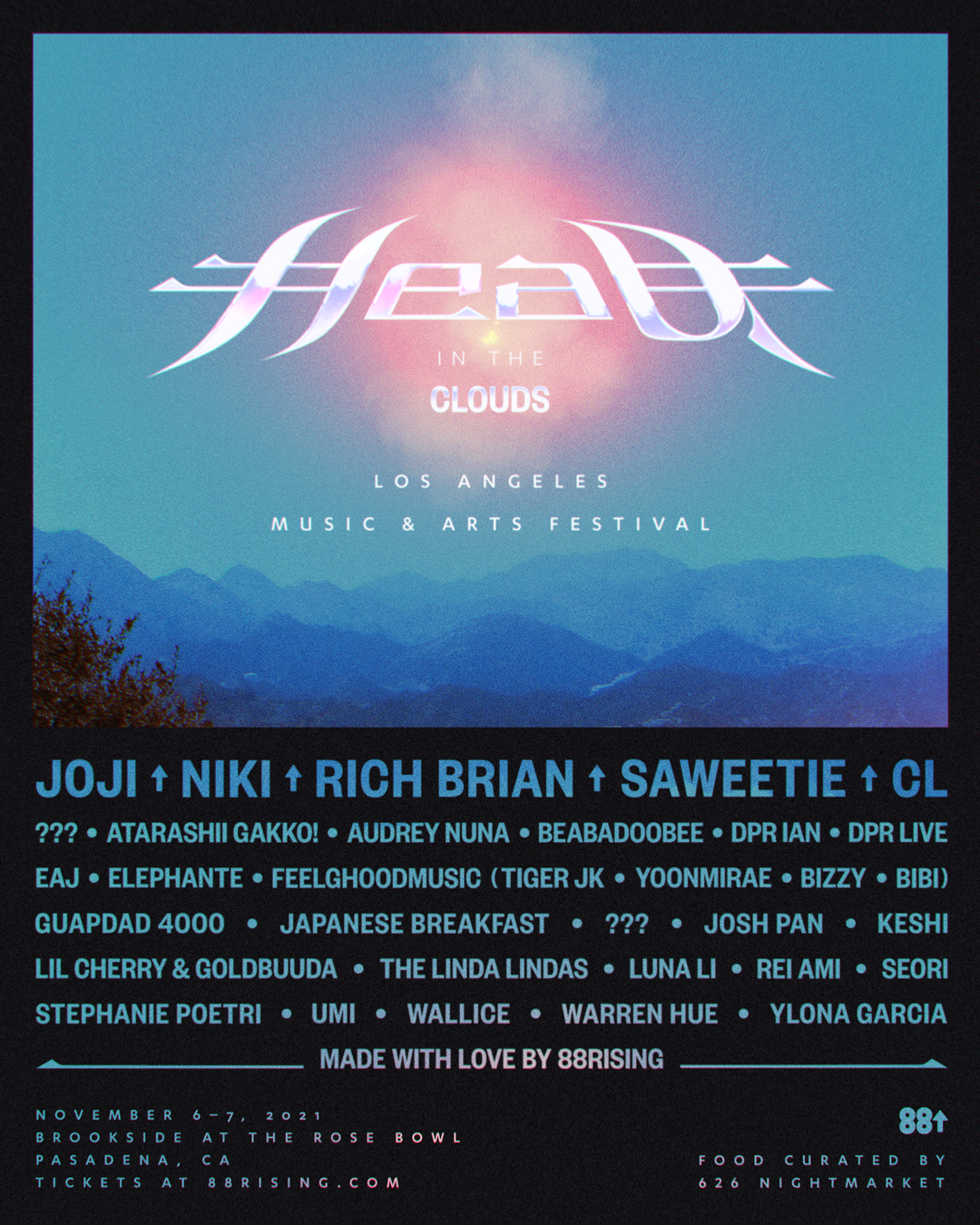 Head In The Clouds 2021 Lineup Poster