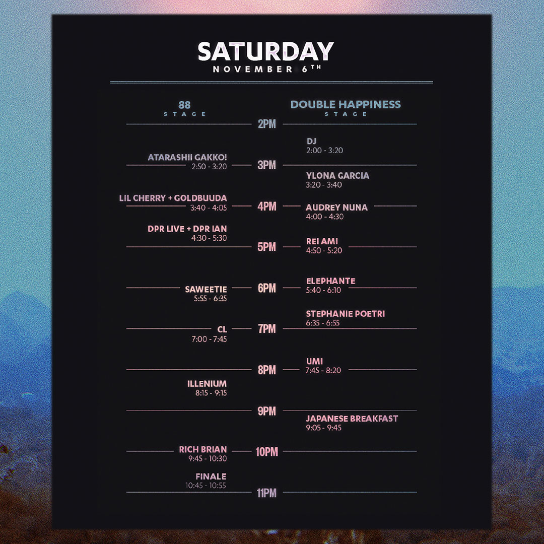 Head In The Clouds 2021 Saturday set times