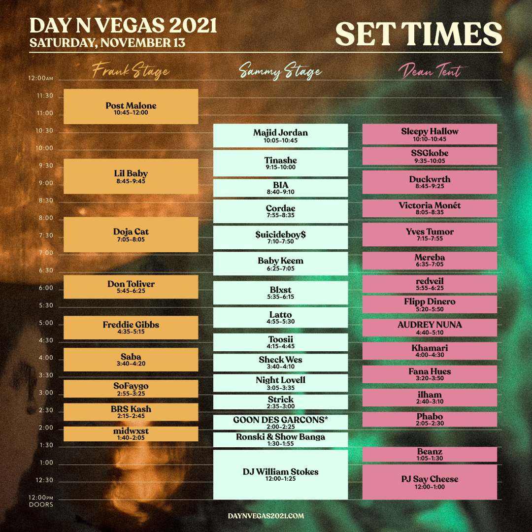 Day N Vegas Saturday schedule