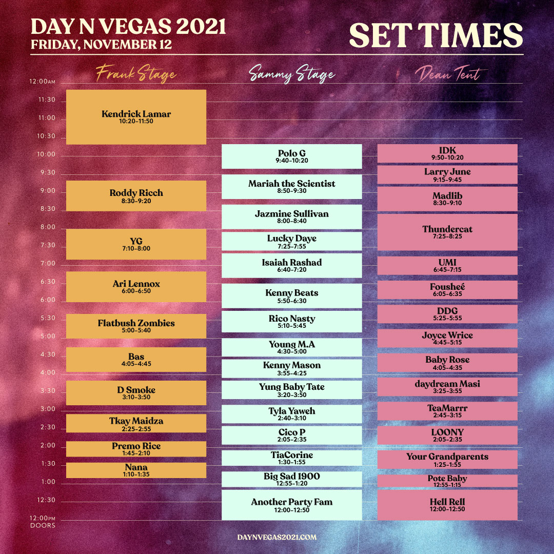 Day N Vegas Friday schedule