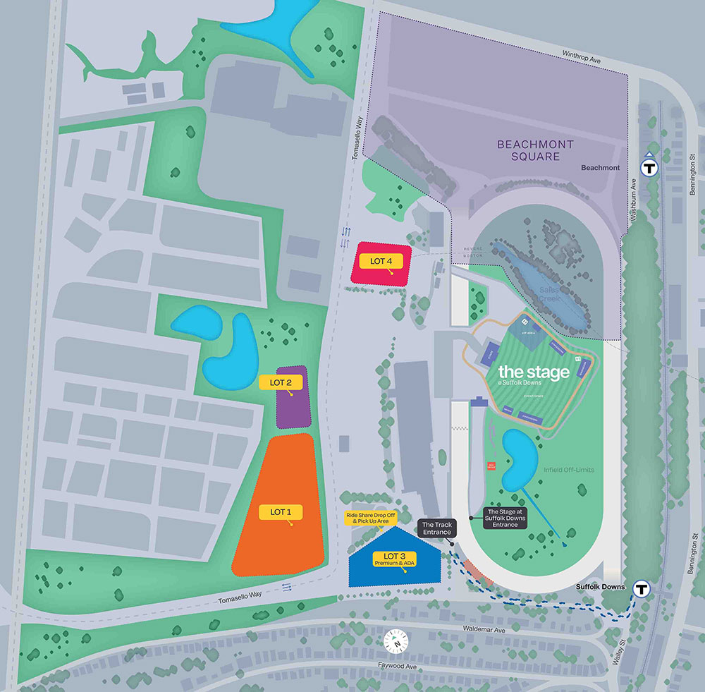 The Stage at Suffolk Downs parking map