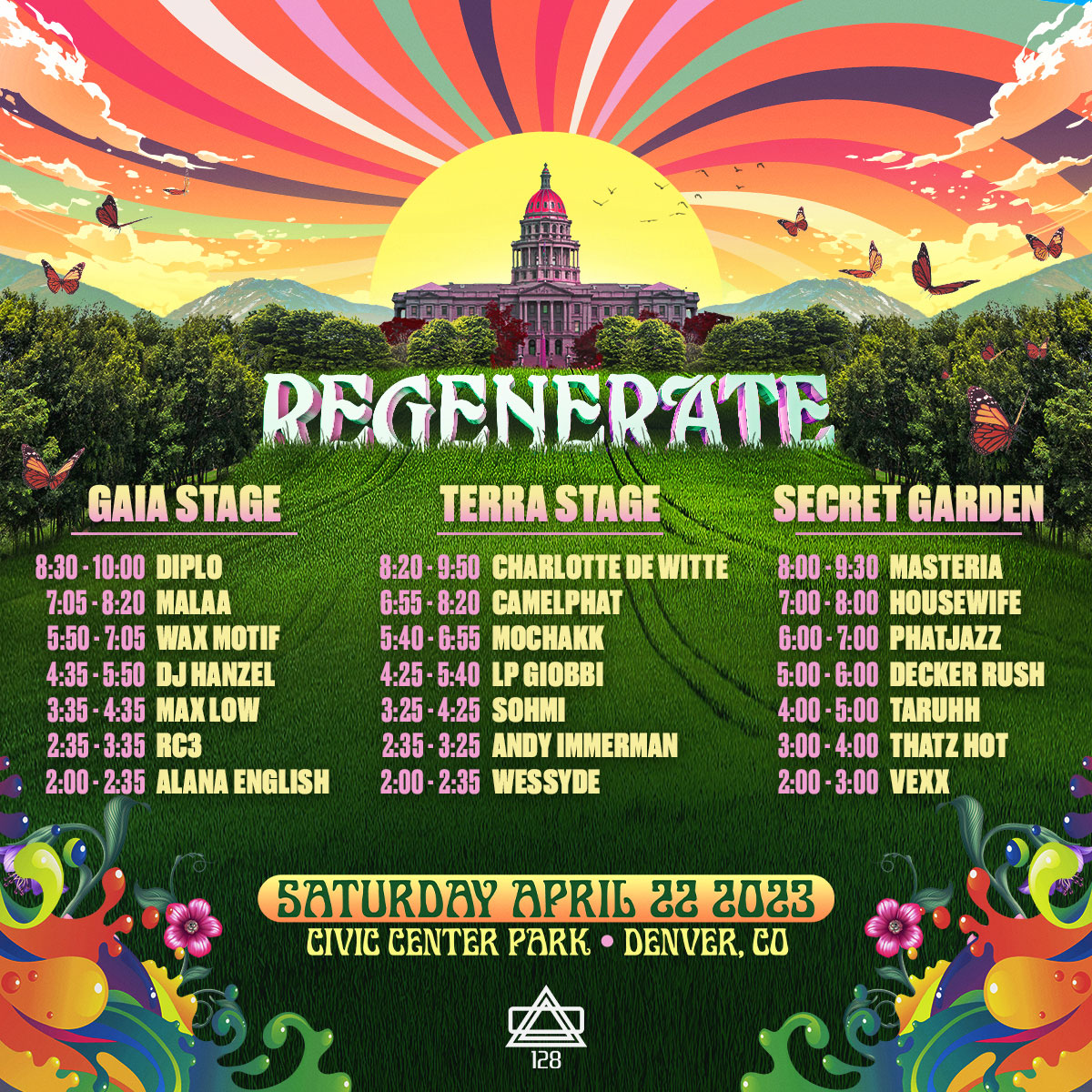 Regenerate Festival set times poster
