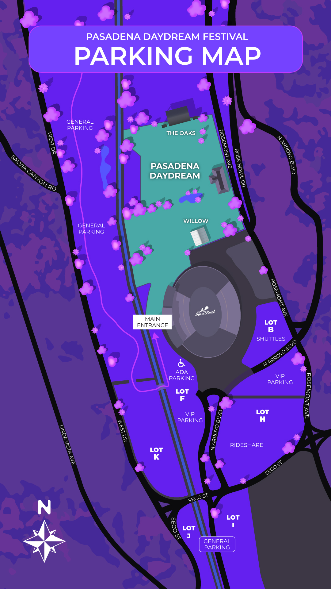 Pasadena Daydream parking map