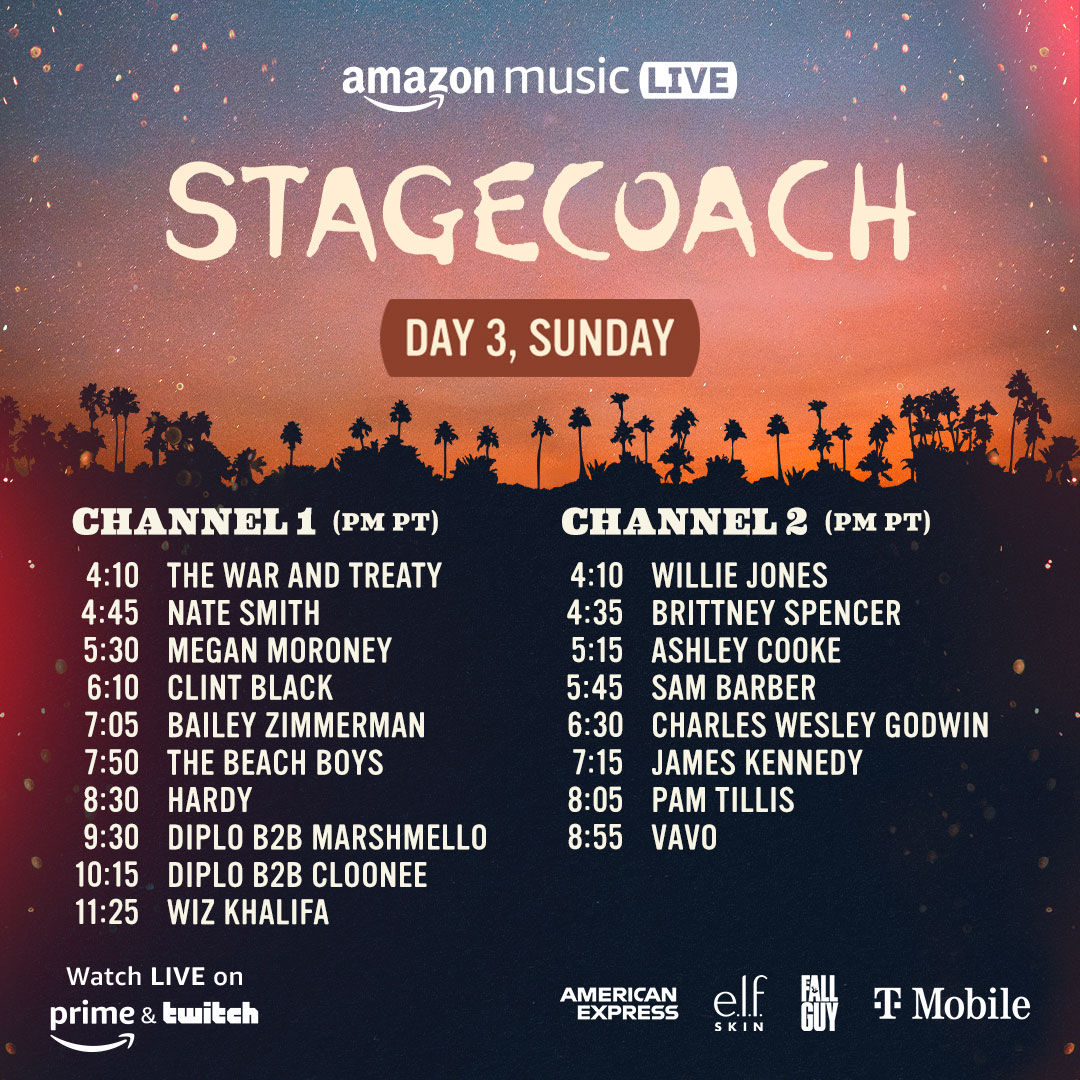 Stagecoach livestream schedule poster