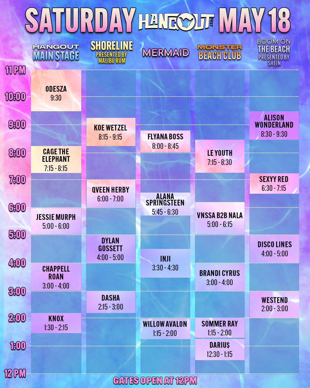 Hangout Fest schedule