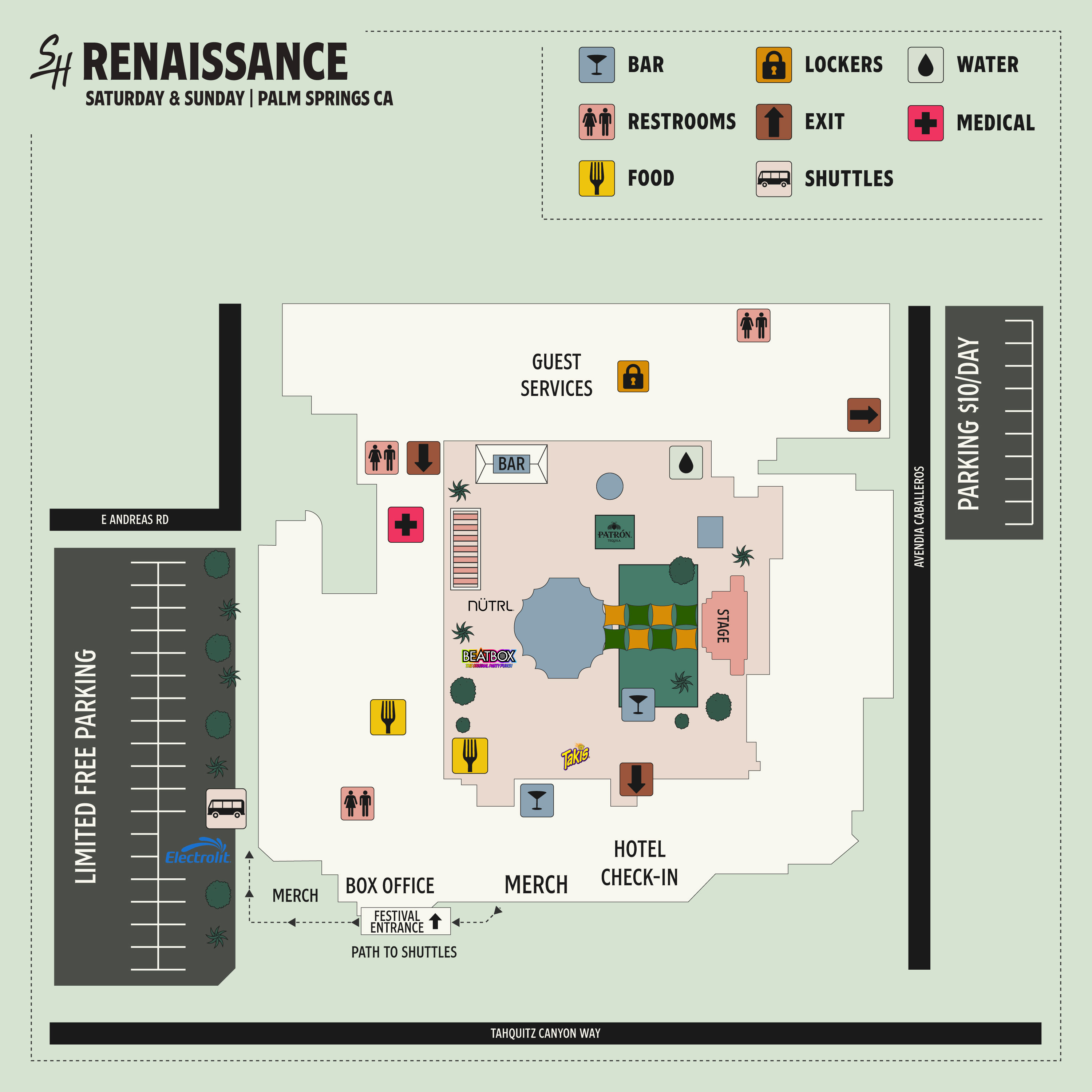 Renaissance map for saturday and sunday