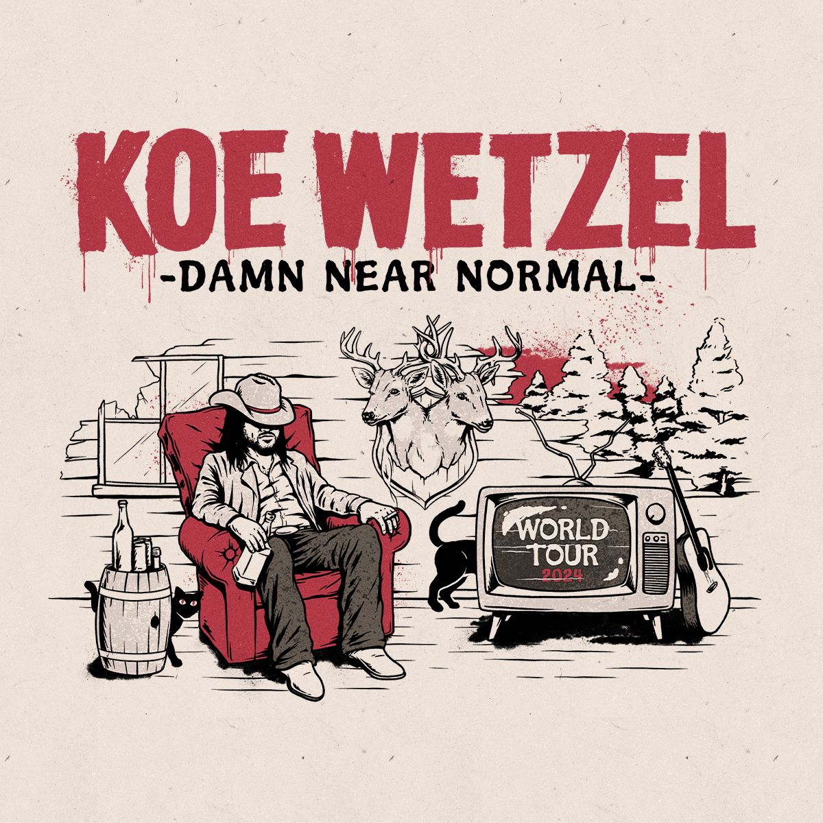 Koe Wetzel Damn Near Normal 2024 poster