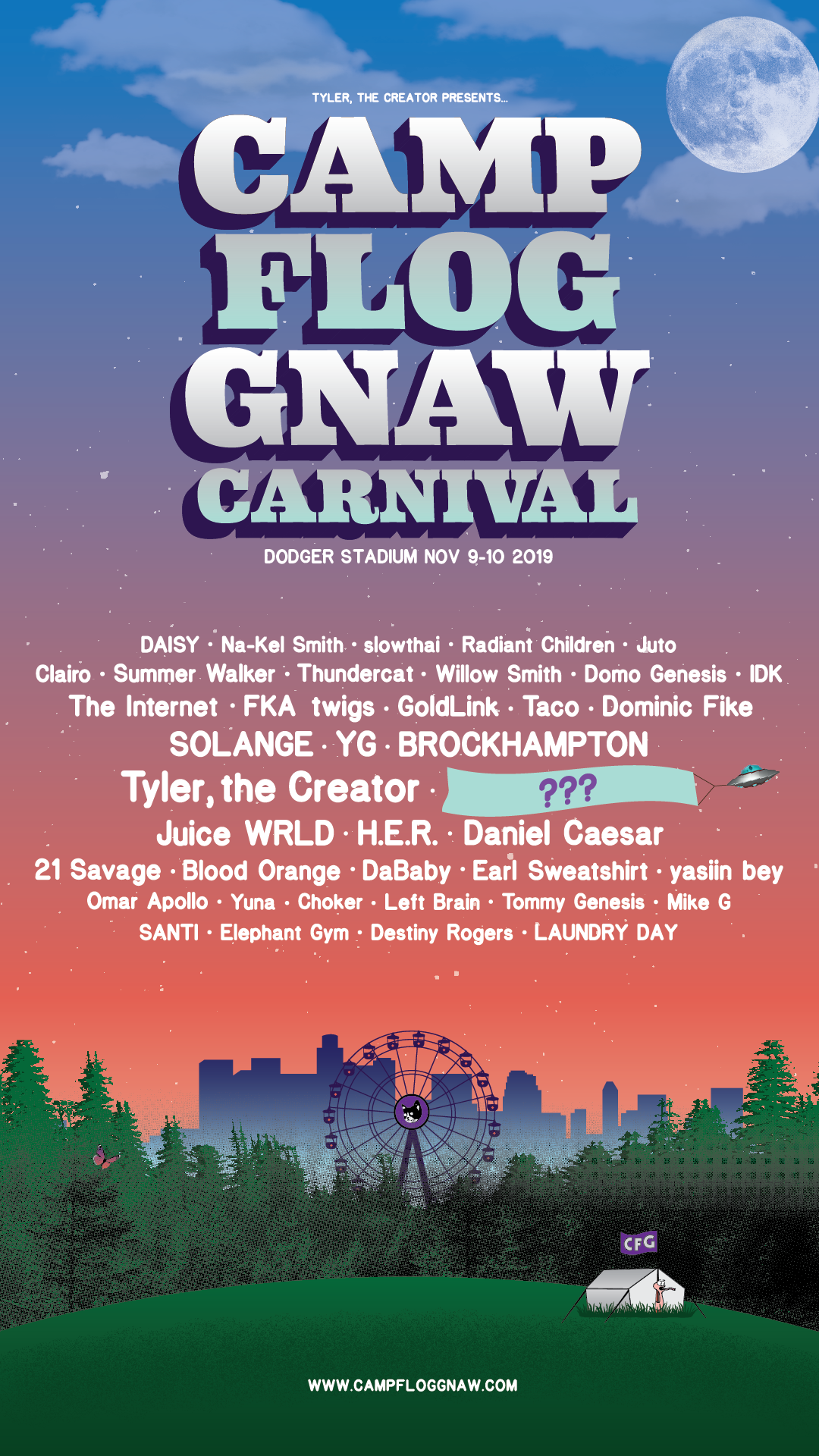 Tyler the Creator presents Camp Flog Gnaw Carnival - Dodger Stadium - Nov 9-10 2019