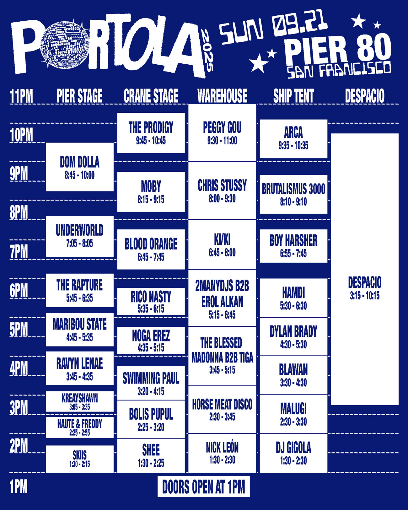 Saturday Set Times