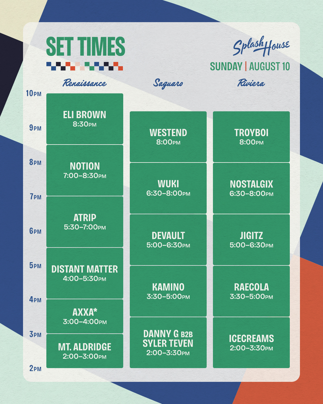 Sunday Set Times