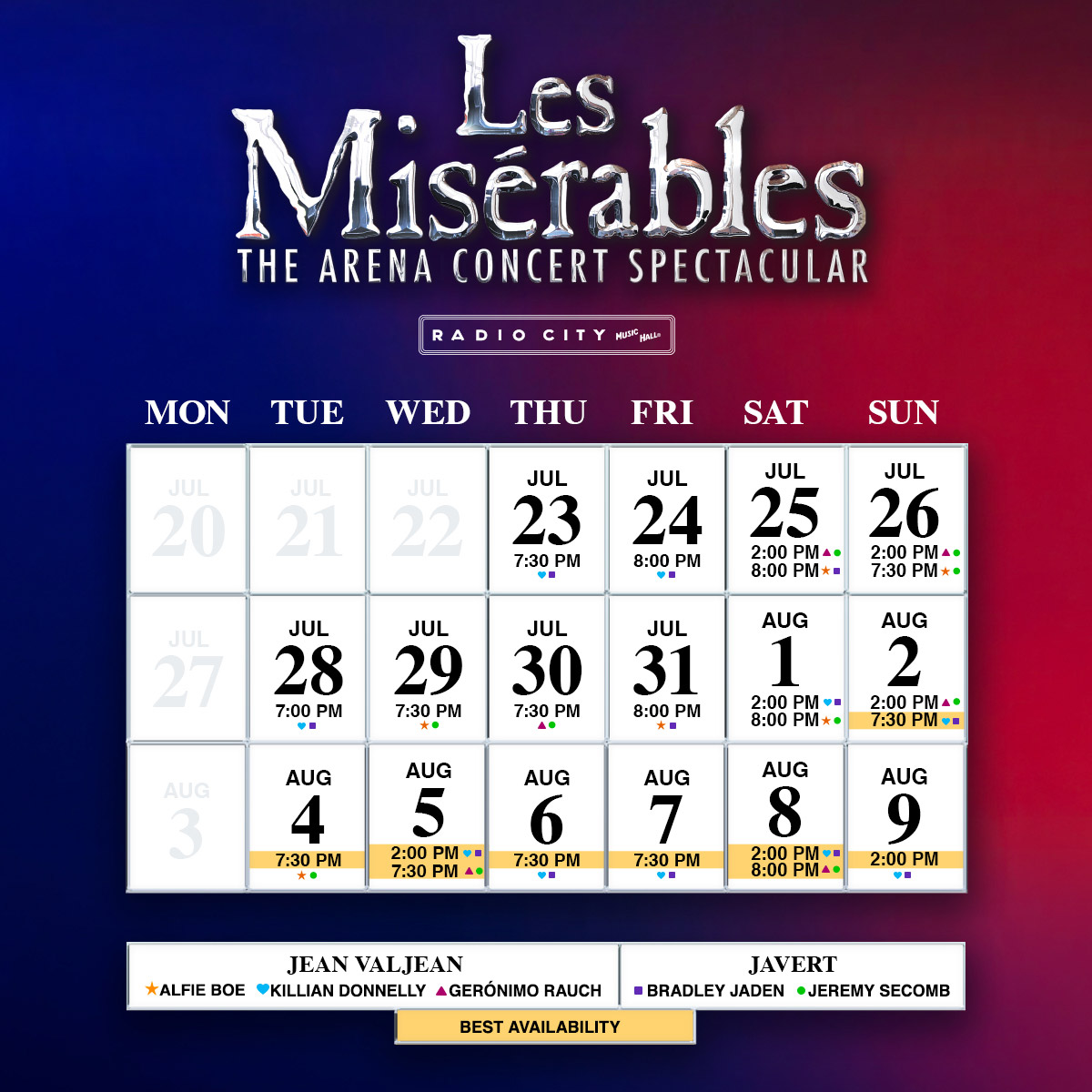 Les Mis Calendar w Dates