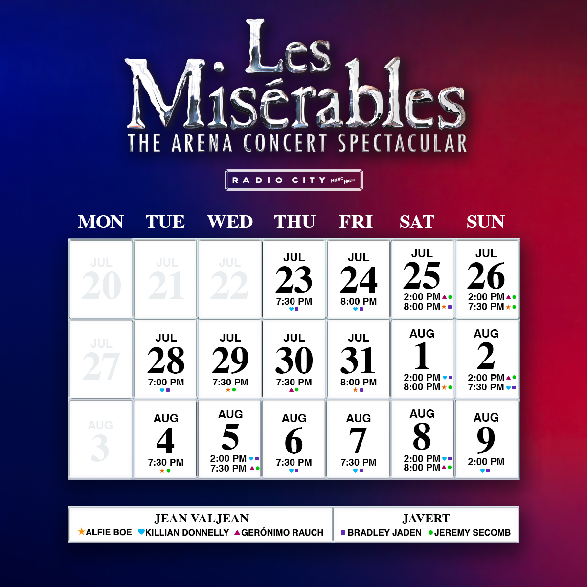 Les Mis Calendar w Dates