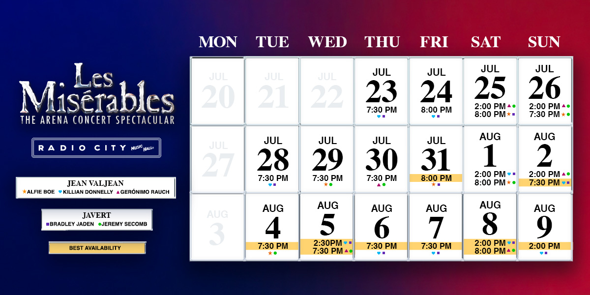 Les Mis Calendar with Dates