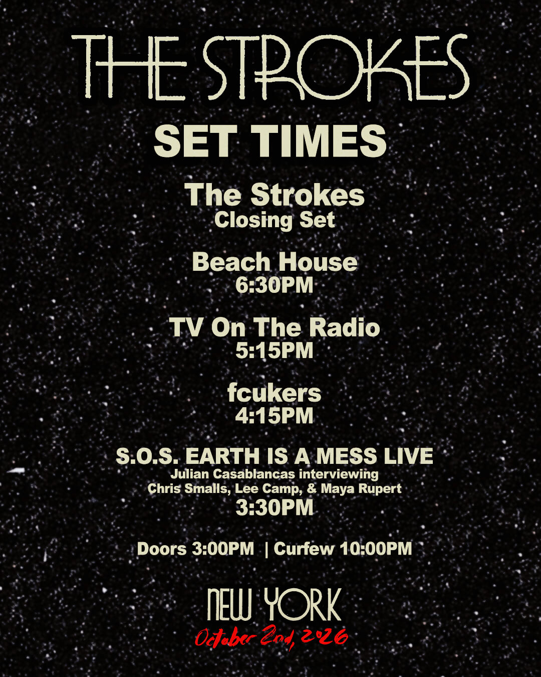 the strokes set times