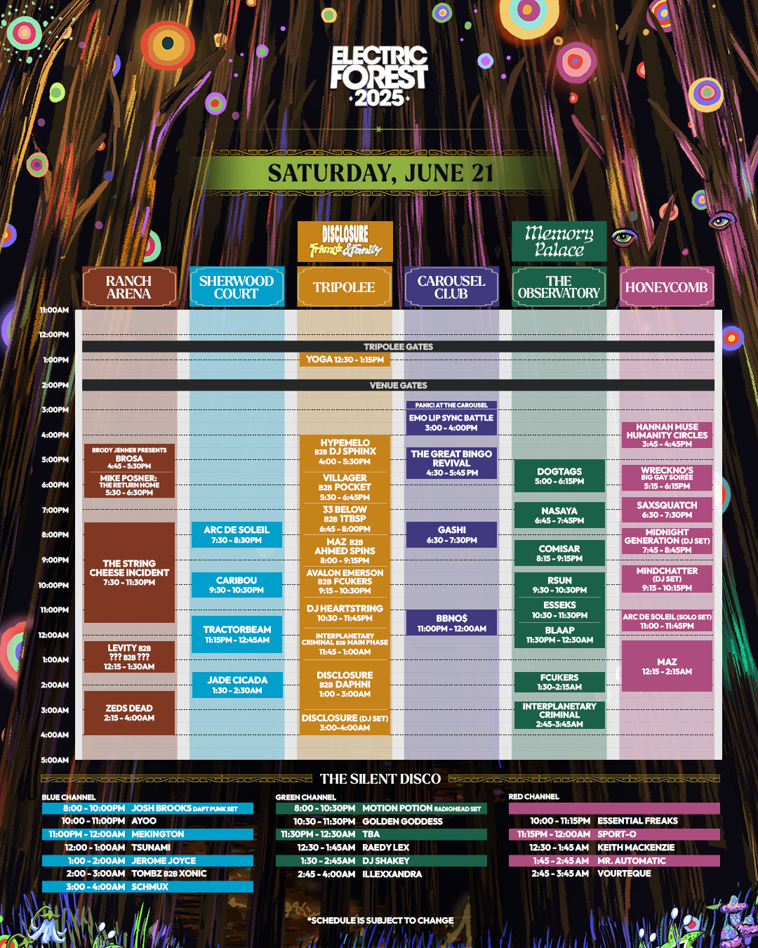 Saturday Set Times