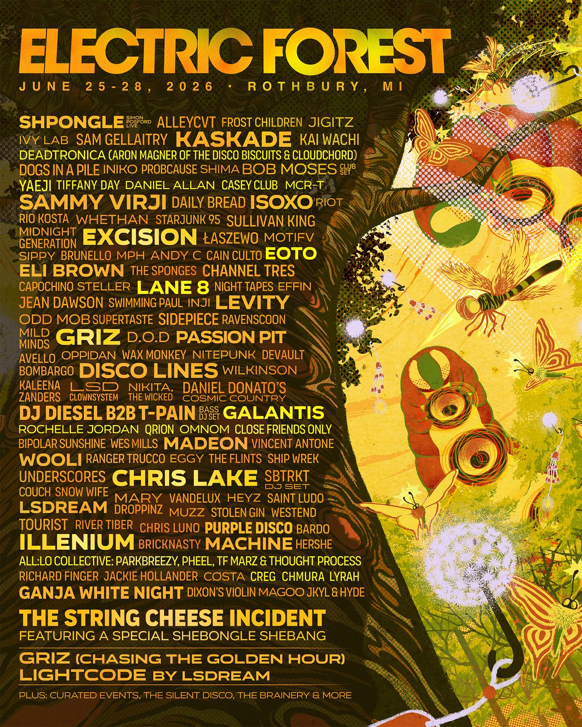 Electric Forest 2026 Lineup Poster