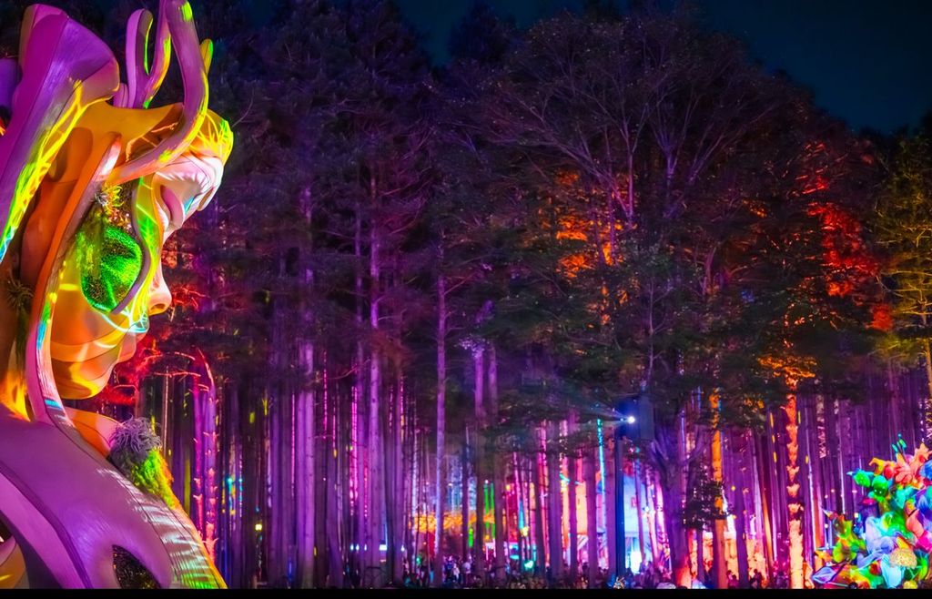 Stage with fireworks