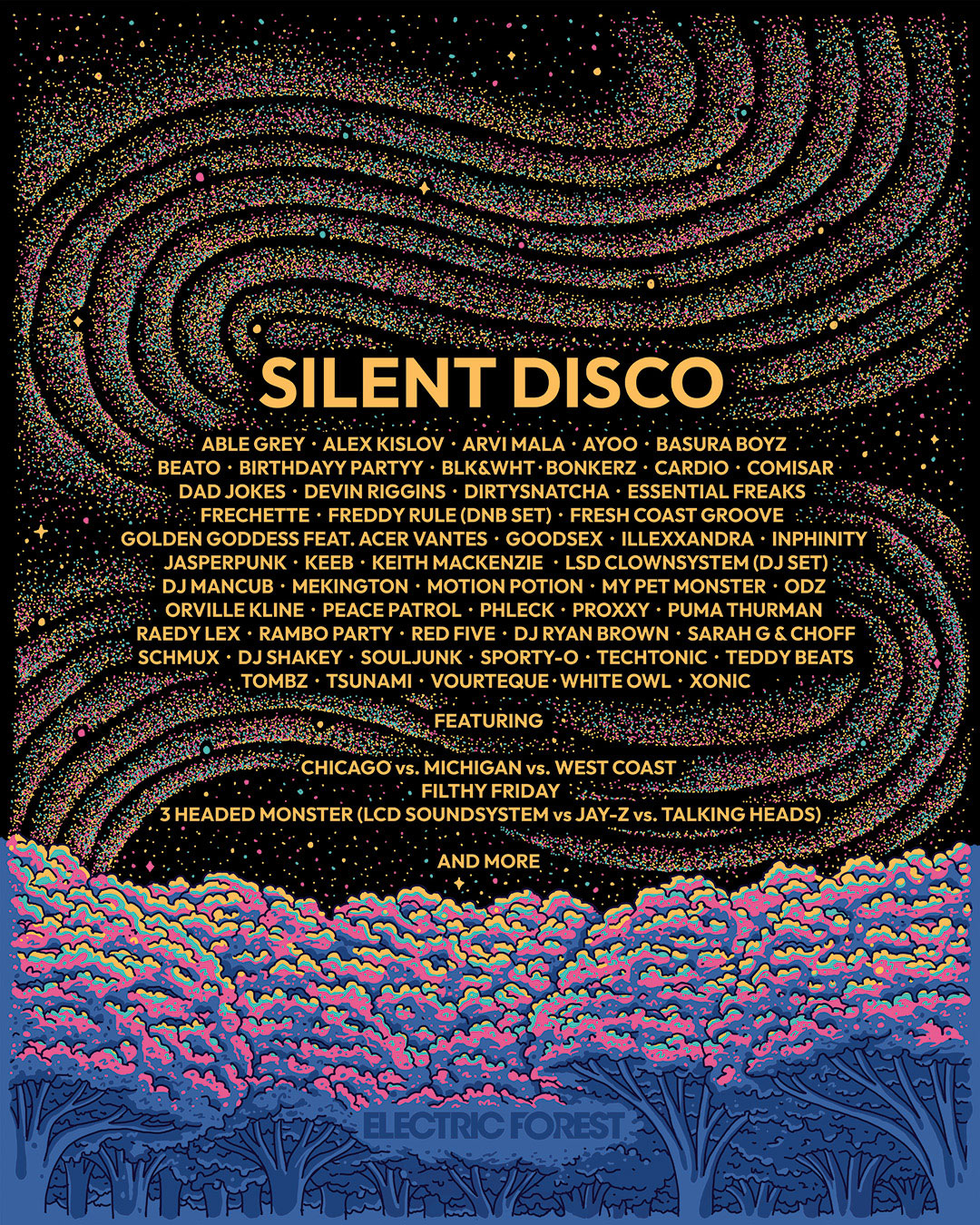 Electric Forest 2026 Daily Lineup Poster