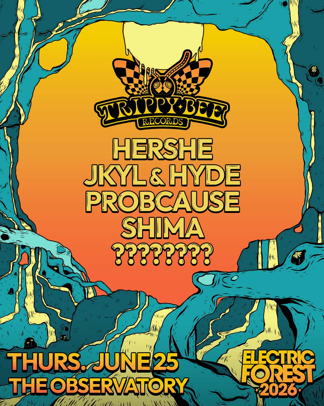Trippy Bee Lineup Poster