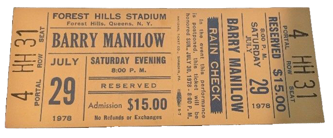 Barry Manilow ticket