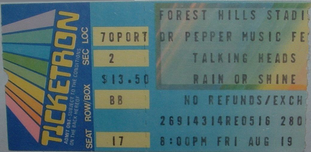 Talking Heads ticket