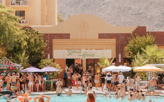attendees by the pool
