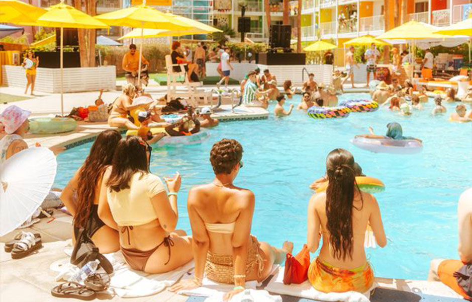attendees by the pool