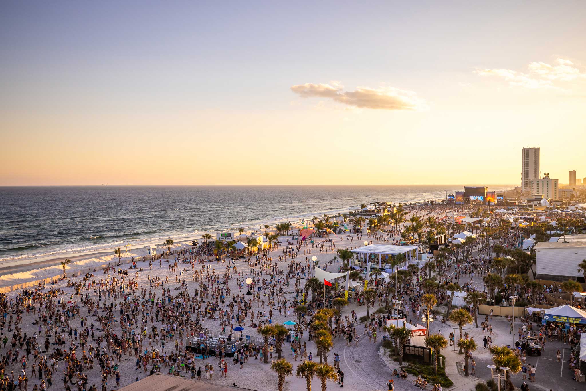 aerial photo of Hangout Festival on the beach