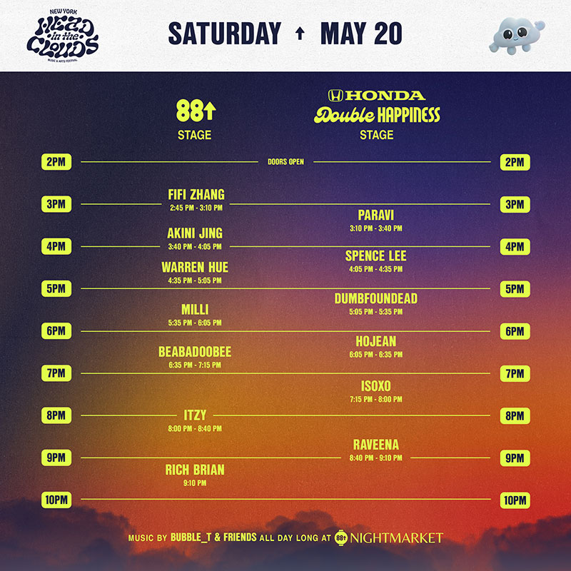 Head In The Clouds NY - Set Times - Saturday, May 20