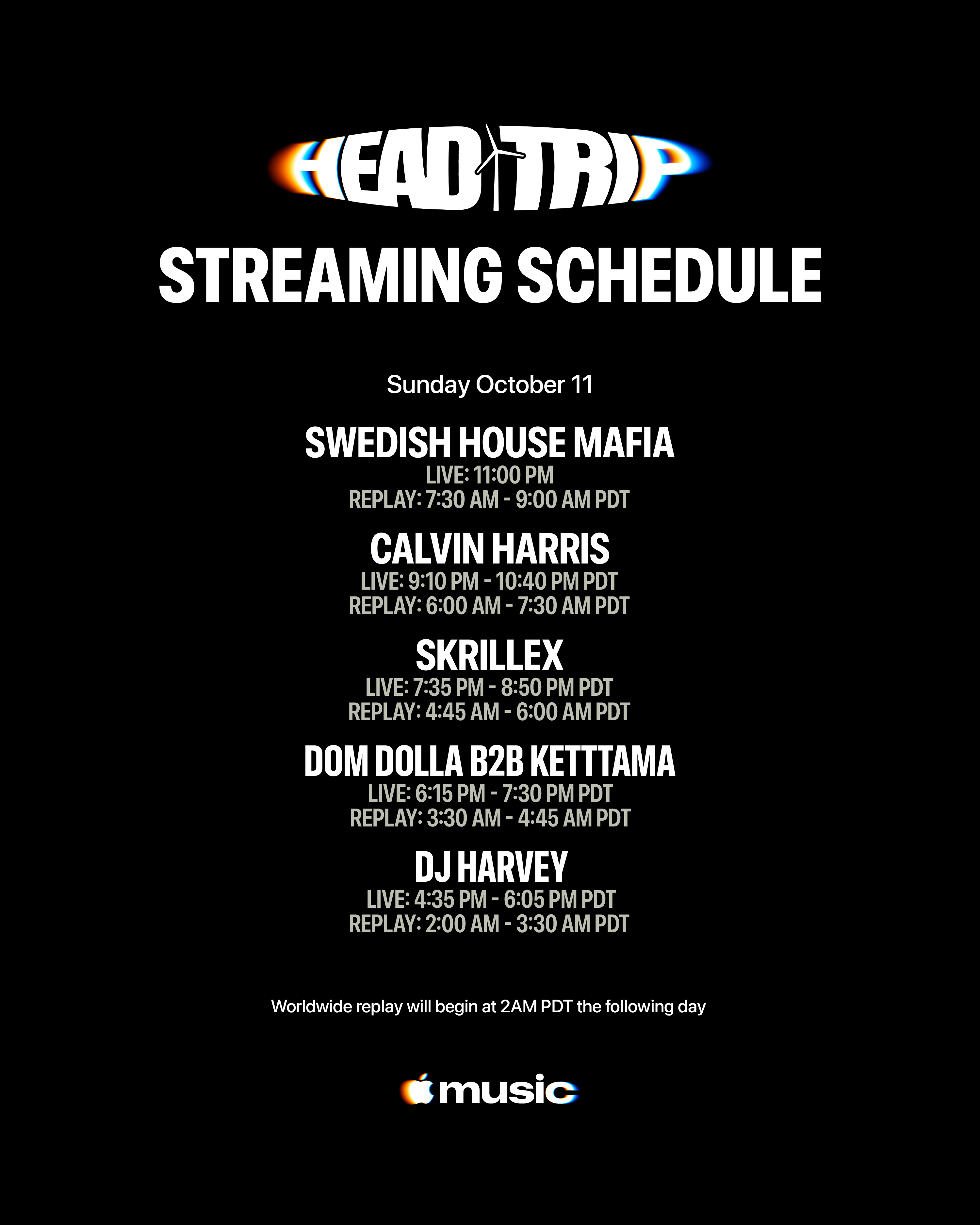 Apple Music Livestream schedule