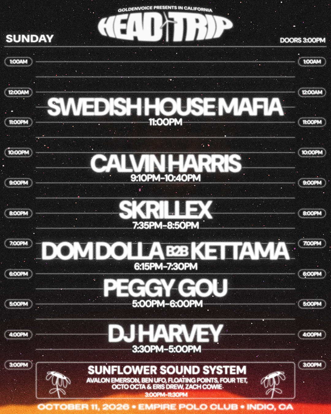 Saturday set times