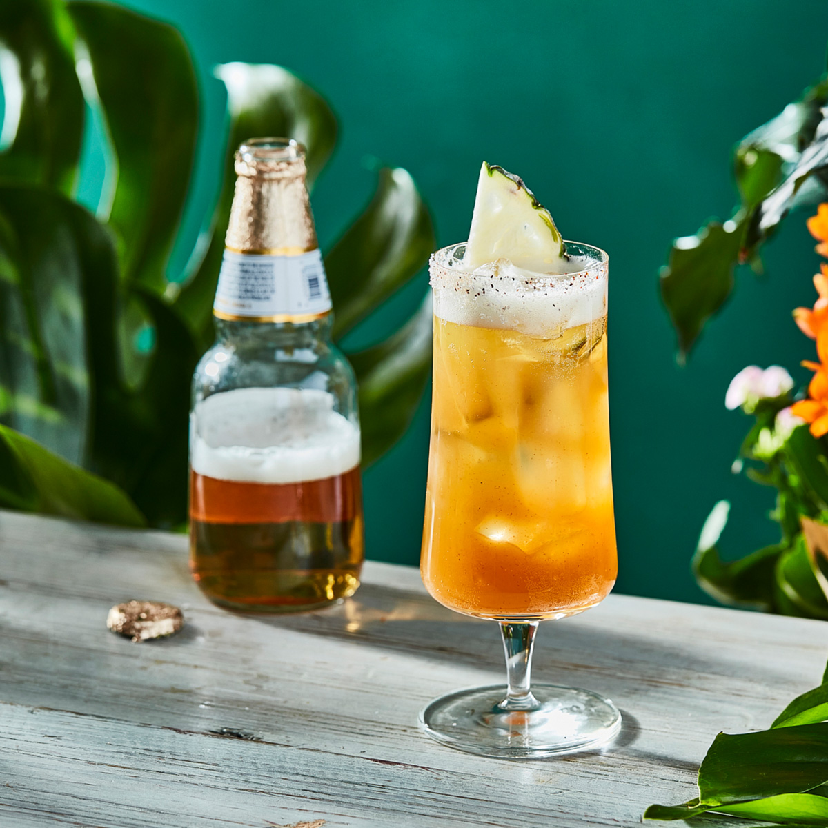 photo of beer and cocktail