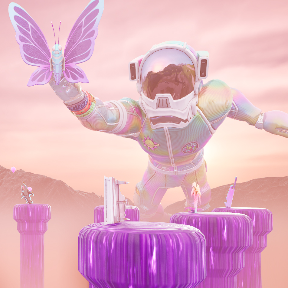 spaceman with butterfly Fortnite graphic
