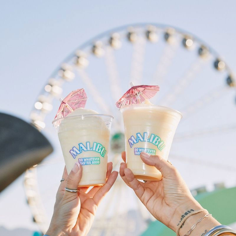 Cheersing tropical drinks