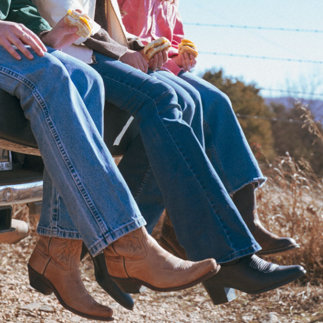 blue jeans and cowbow boots