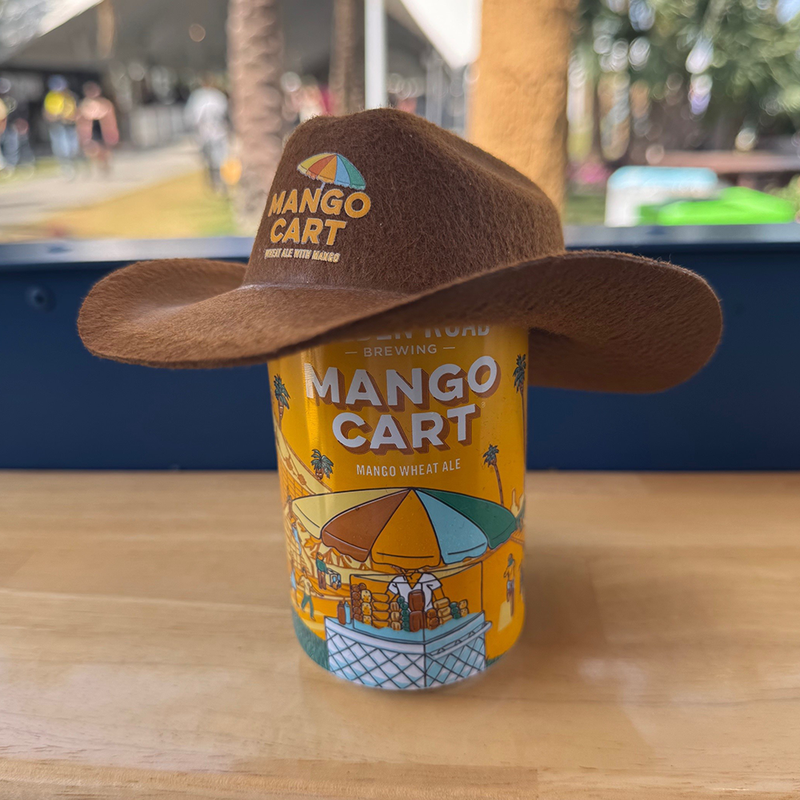 Mango Cart beer wearing a cowboy hat
