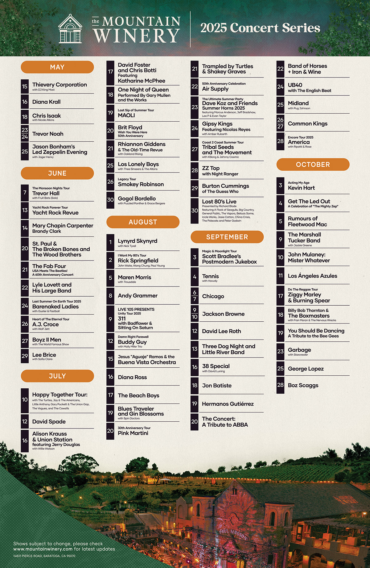 Concert Series Lineup Poster