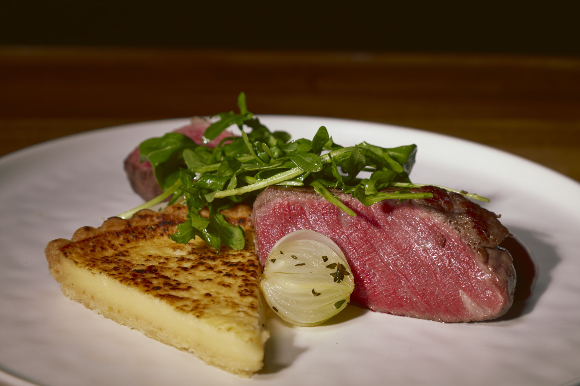 Seared Filet with Gruyere Tart