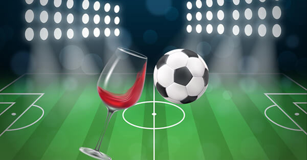 Wine glass and soccer ball