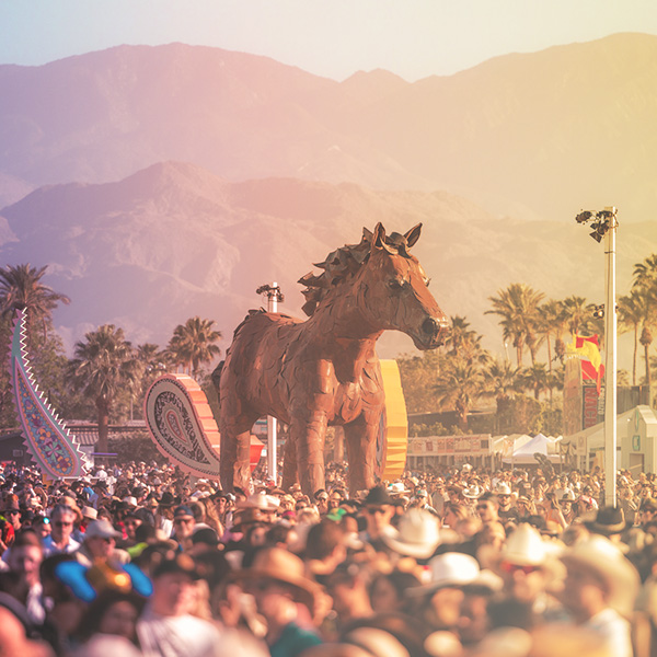 Crowd in front of horse at Stagecoach