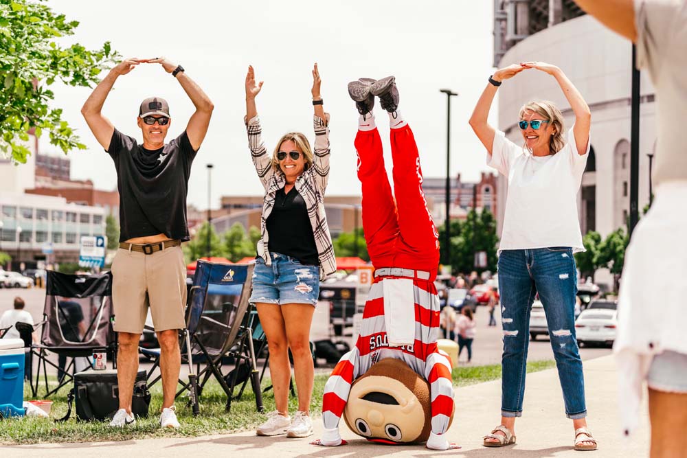 Mascot doing handstand