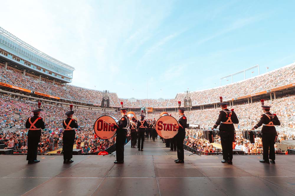 Marching band on stage